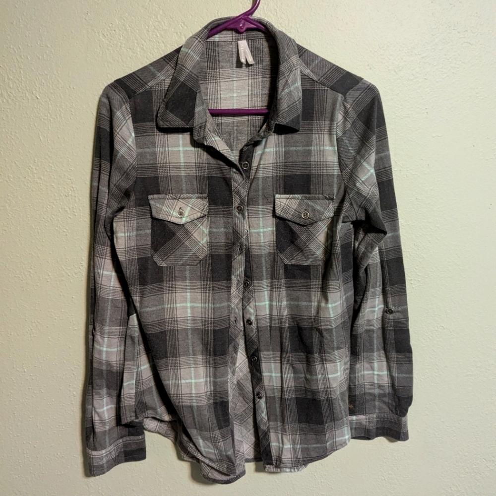 gray & teal flannel | m | vanity